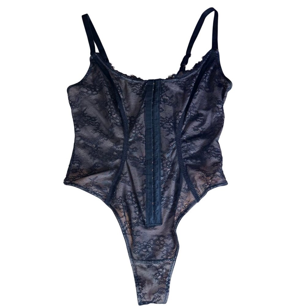 Nordstrom Shape LLX Lace Glamour Flawless Fit Thong Bodysuit Size XL 14-16